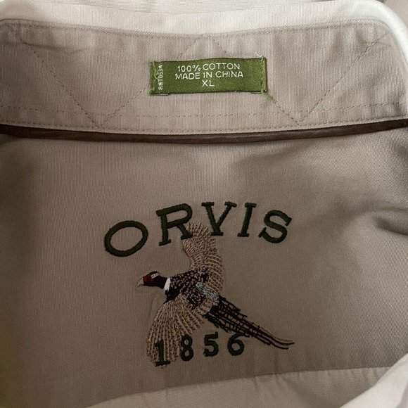 Orvis Beige Long Sleeve Button Down Shirt Fly Fishing Outdoor - Picture 2 of 7